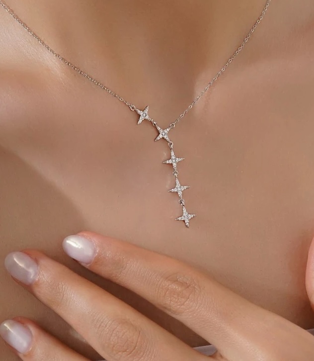 گردنبند زنانه ستاره نقره ای استیل لوکس و رنگ ثابت